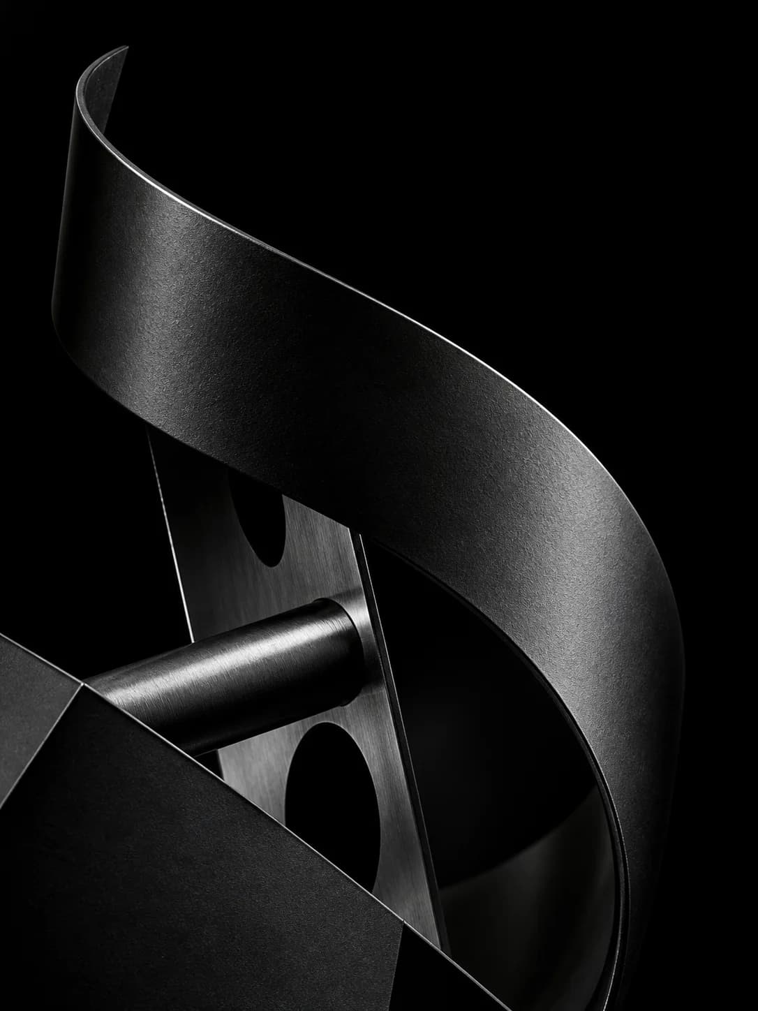 Macro view of a black steel archive object